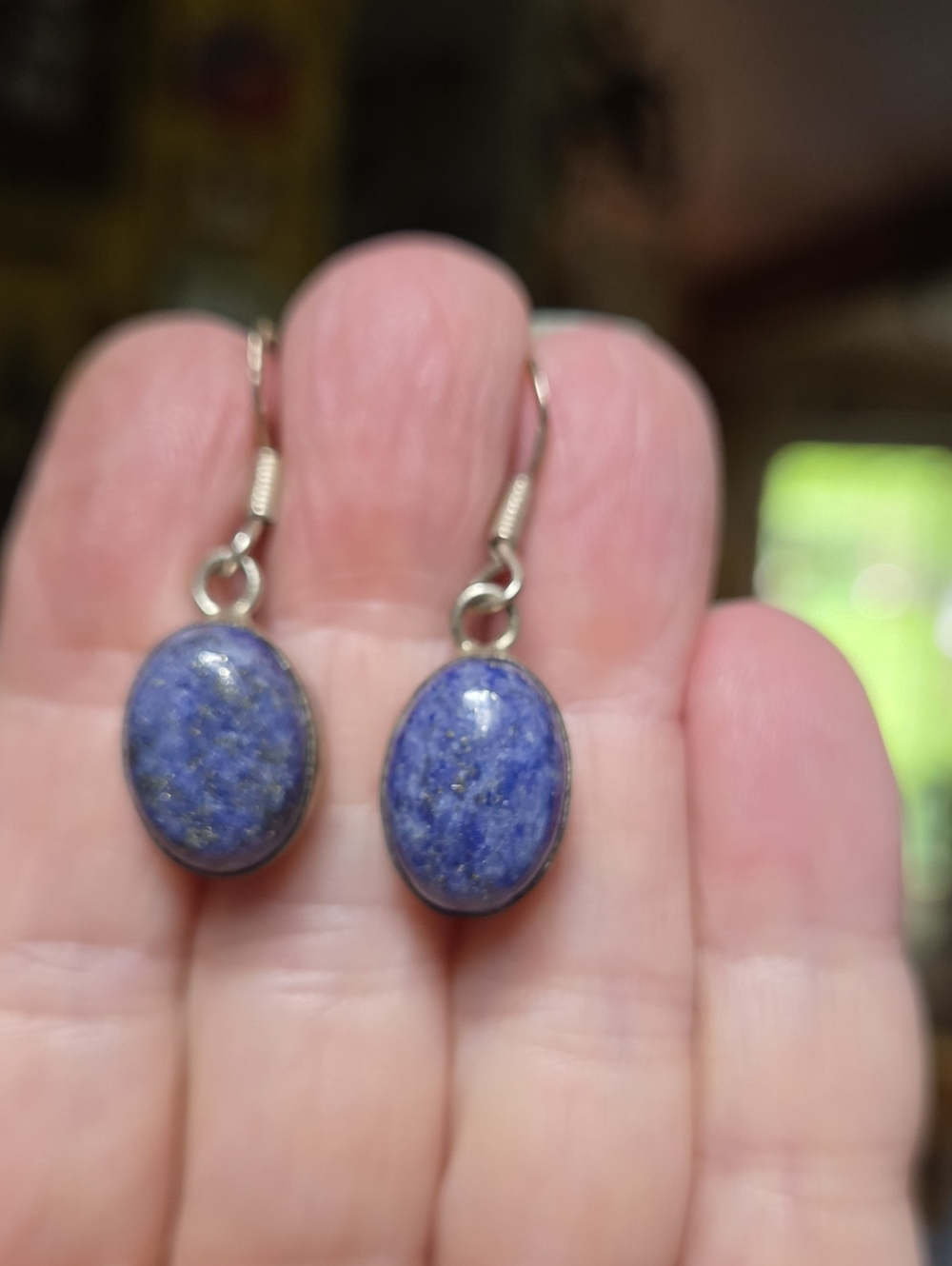 Lapis Lazul 16k Natural Sterling Earrings - Picture 4 of 10
